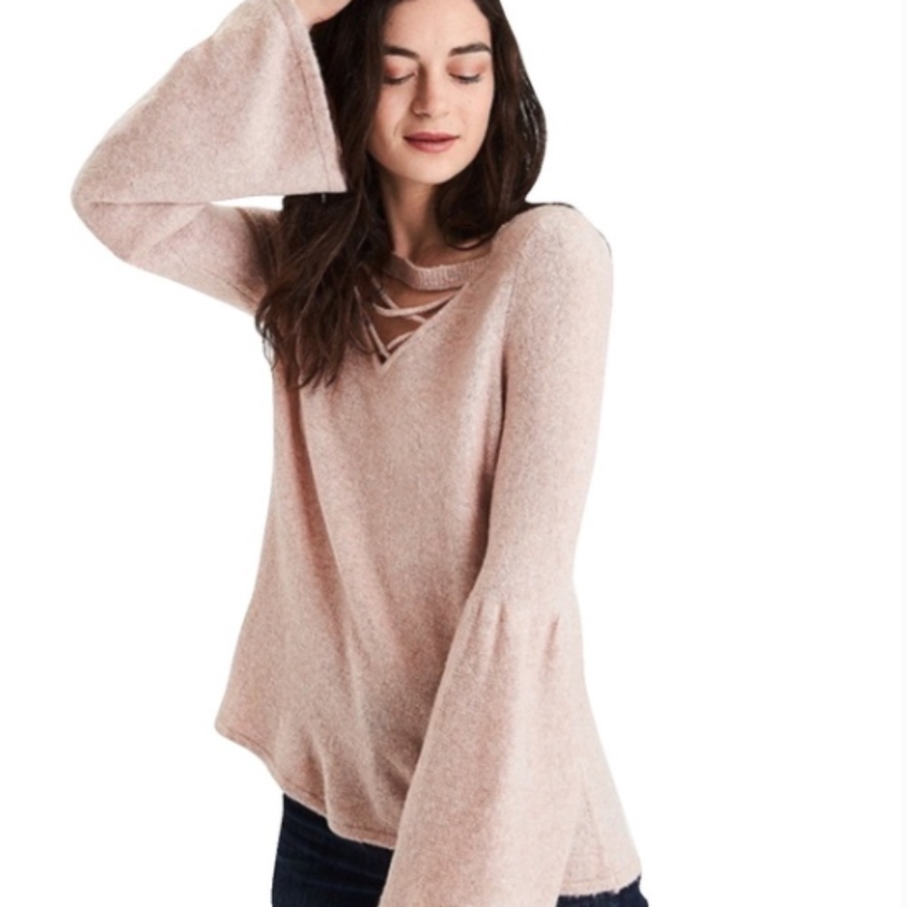 NWT American Eagle Light Pink Bell Sleeve Sweater